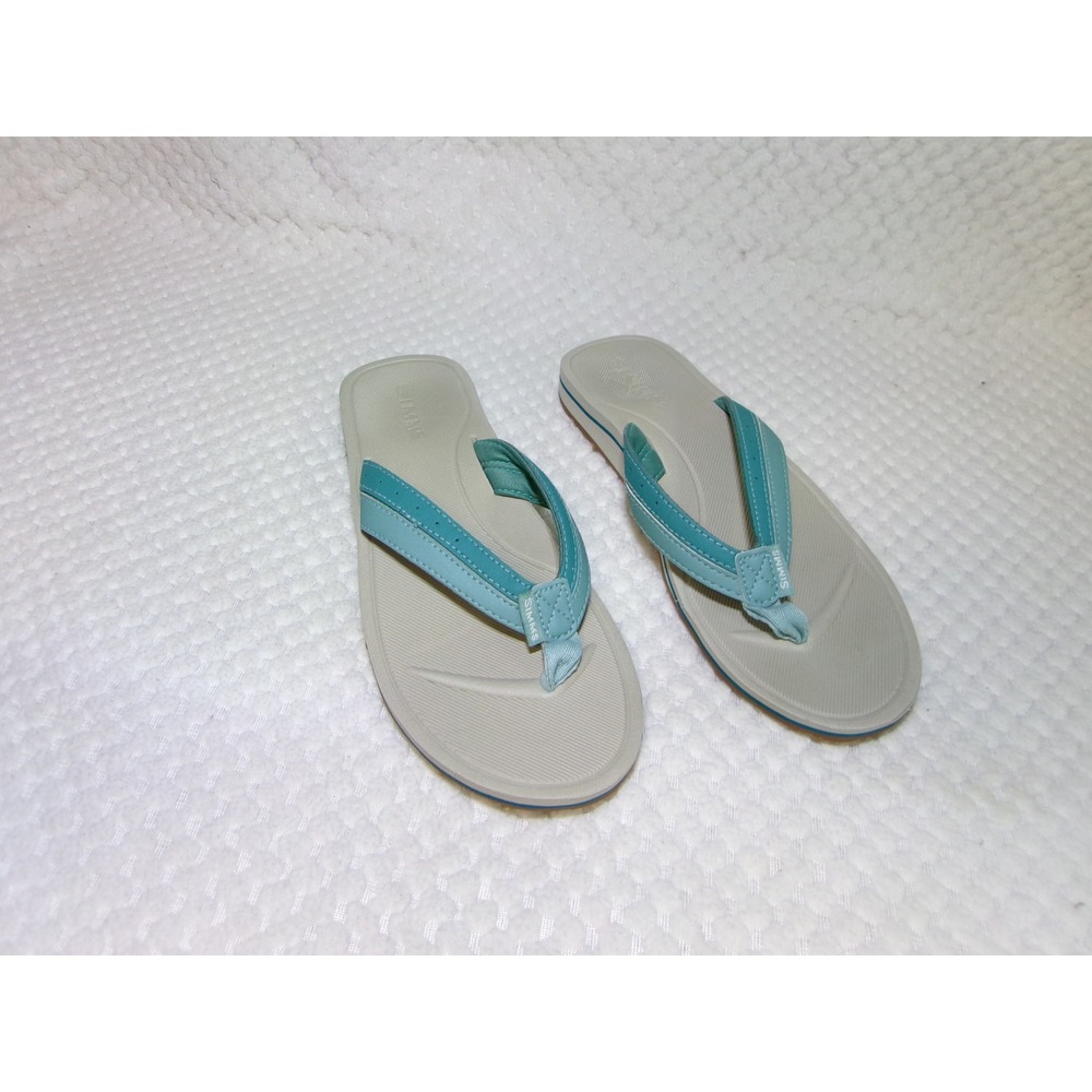 Simms Atoll Flip Flops Womens‎ 7 Teal Gray Performance Fishing Sandals 38598